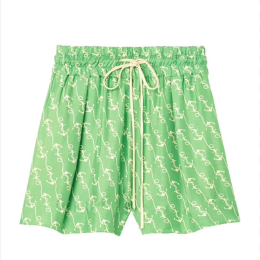 SANDRO ANCRE DRAWSTRING ANCHOR SHORTS IN GREEN ANCHOR NAUTICAL SHORTS NEW Sz 40